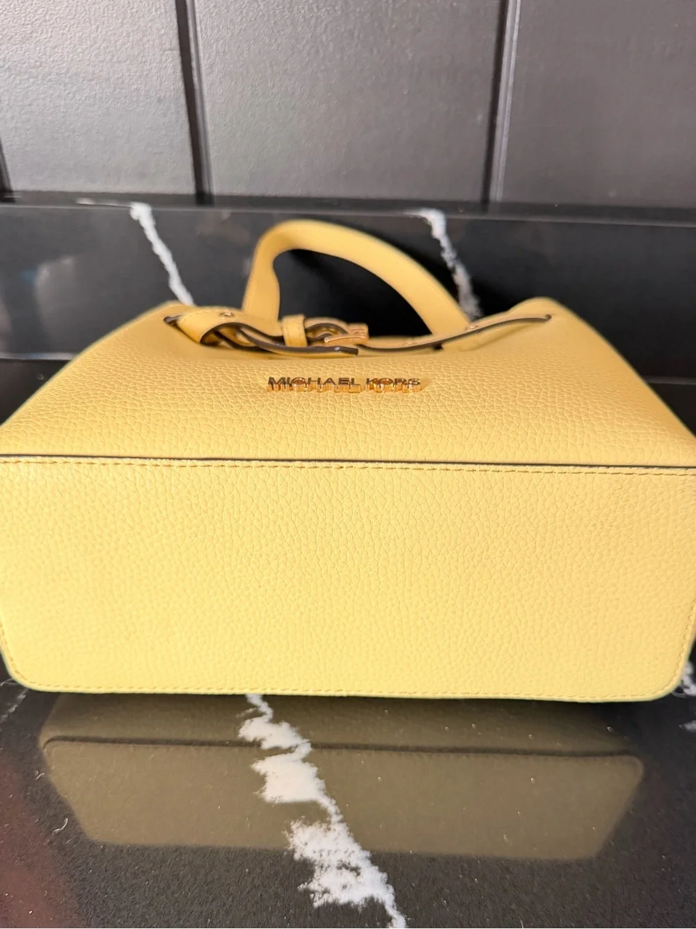 Michael Kors Yellow Pebbled Leather Satchel Wallet Set - Picture 6 of 14